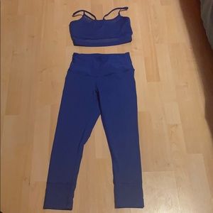 Navy Blue sports bra and leggings set.